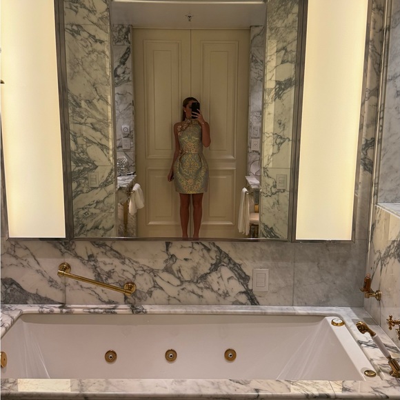 Elegant Floral Brocade Dress - Picture 6 of 6